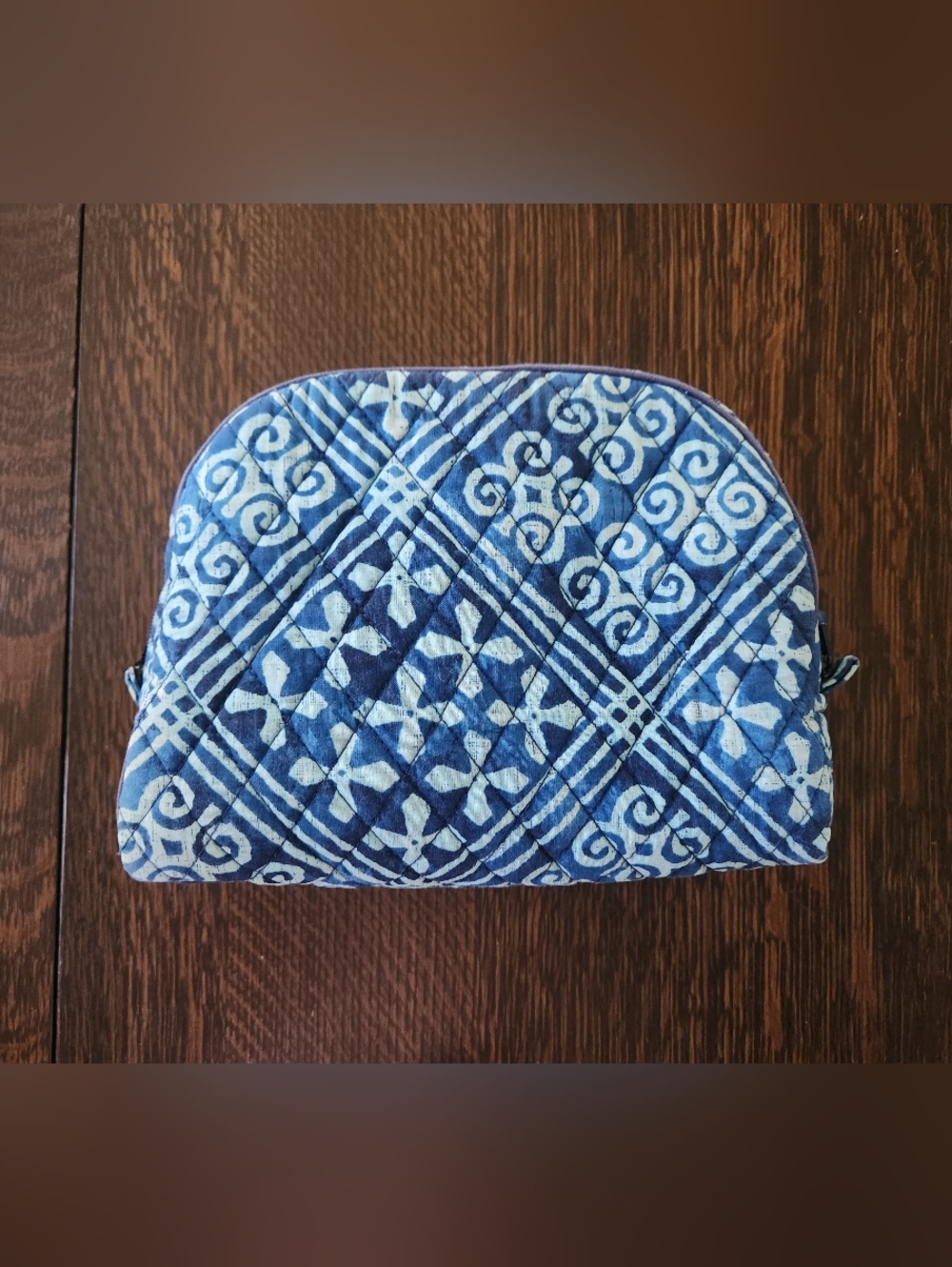 Vera Bradley Retired "Blue Cuban Tiles" Cosmetic Toiletries Bag EUC $24